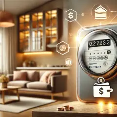 Inteligentny licznik energii elektrycznej symbolizuje oszczędności i możliwość zmiany dostawcy prądu.