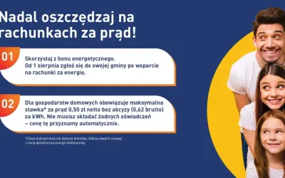 Rodzina cieszy się z niższych rachunków za prąd. Od 1.08 obowiązuje cena 0,50 zł/kWh netto. Dowiedz się, ile płaci się za prąd w bloku miesięcznie.