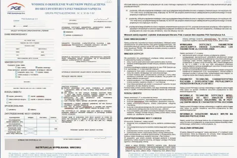Wniosek o przyłącze energetyczne wzór. Formularz PGE Dystrybucja S.A. do wypełnienia przez wnioskodawcę.